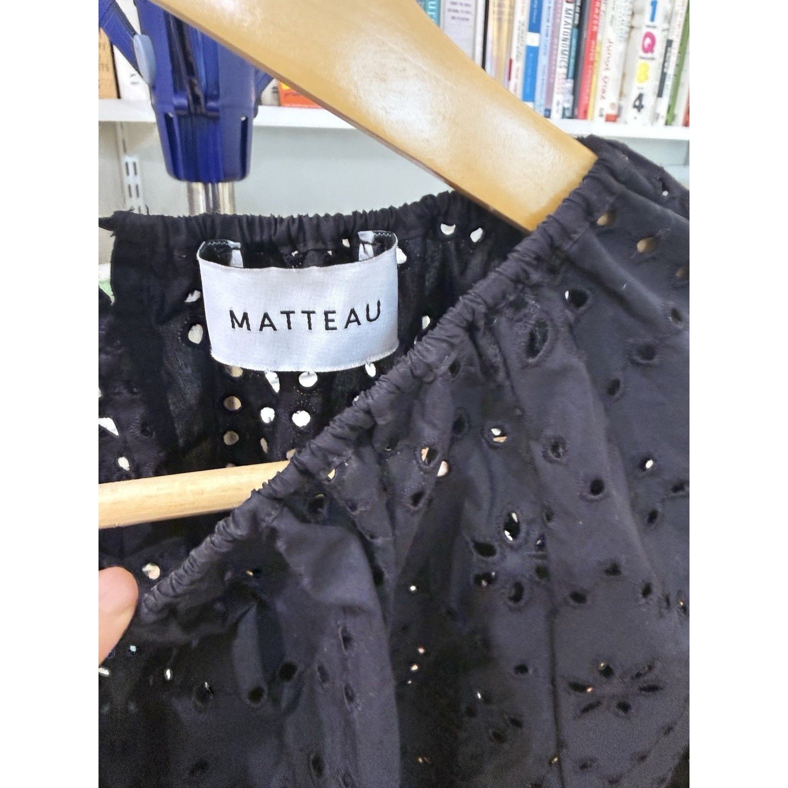Matteau Cropped Black Broderie Anglaise Cotton Eyelet Poplin Top Size Us 2 — image 7 of 8